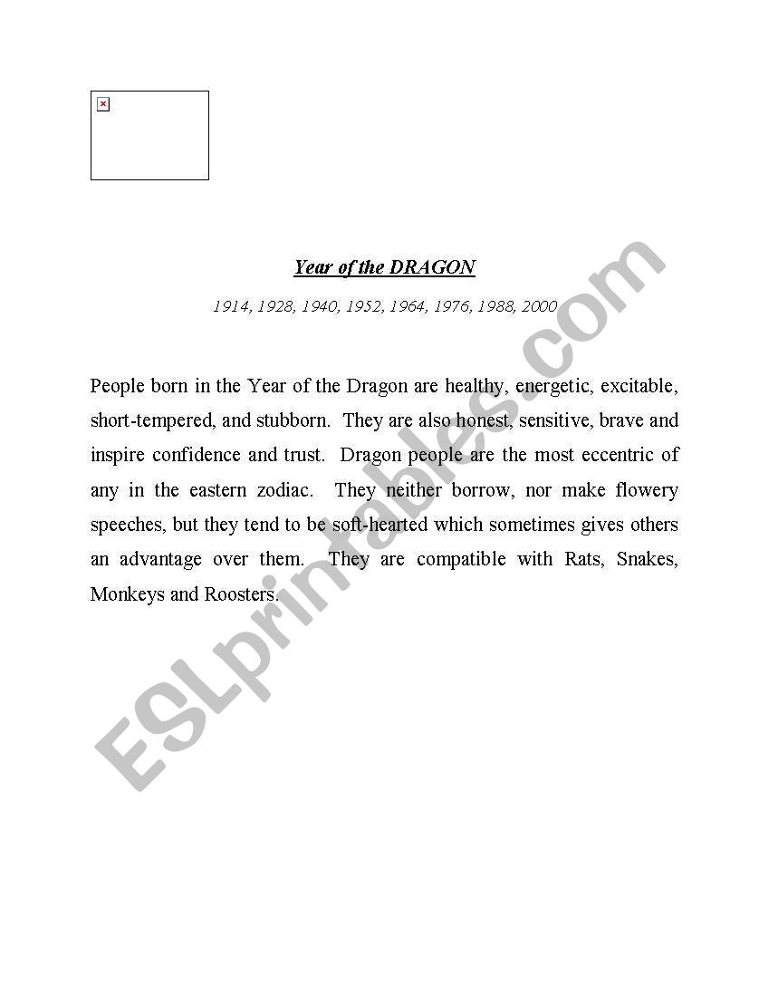 Chinese Astrology worksheet