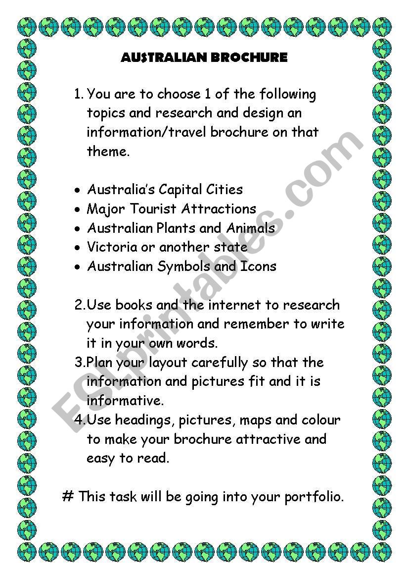 Australian Brochure worksheet