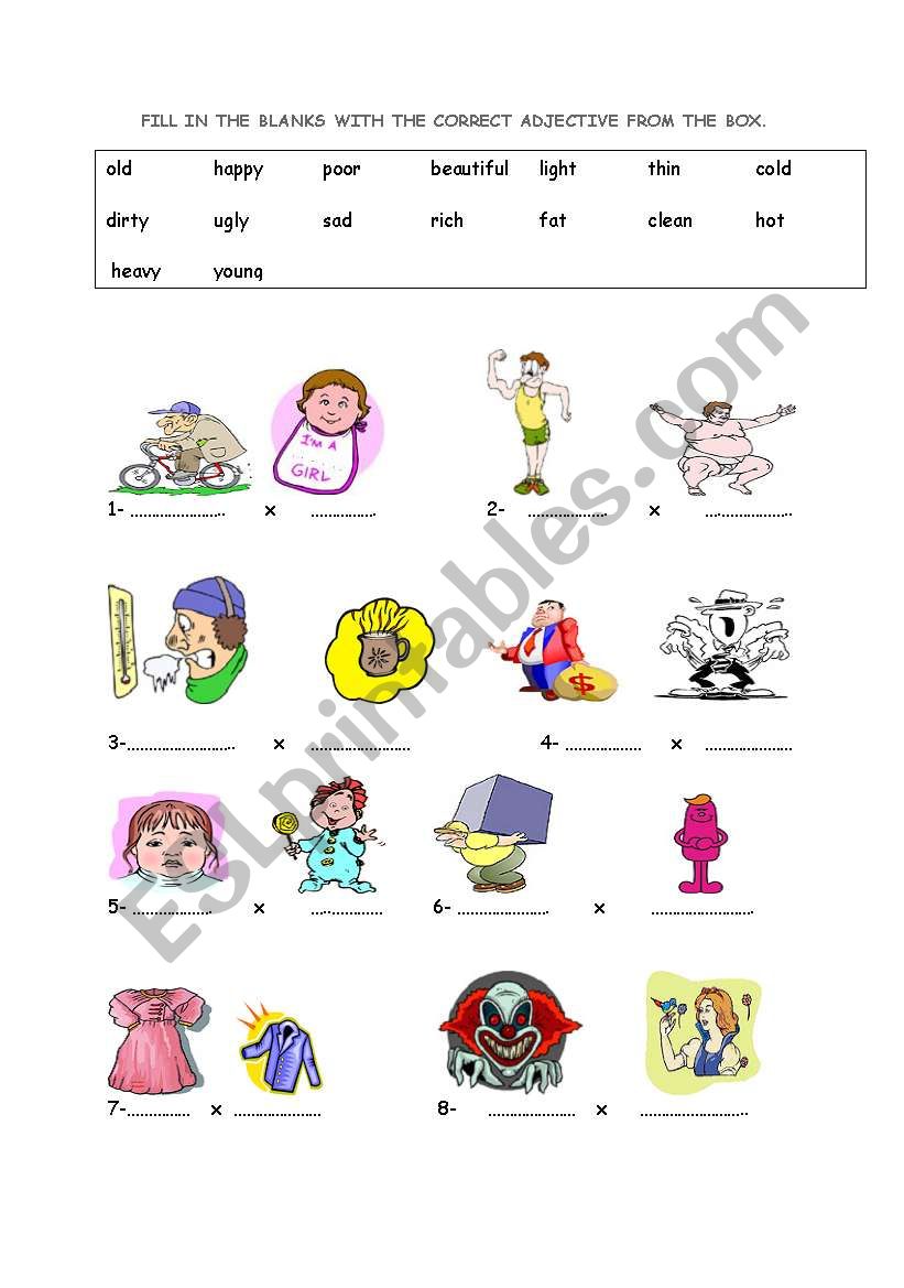 opposite adjectives worksheet