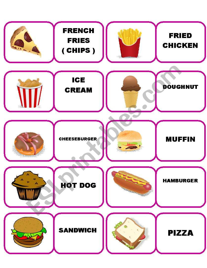 FAST FOOD DOMINO worksheet