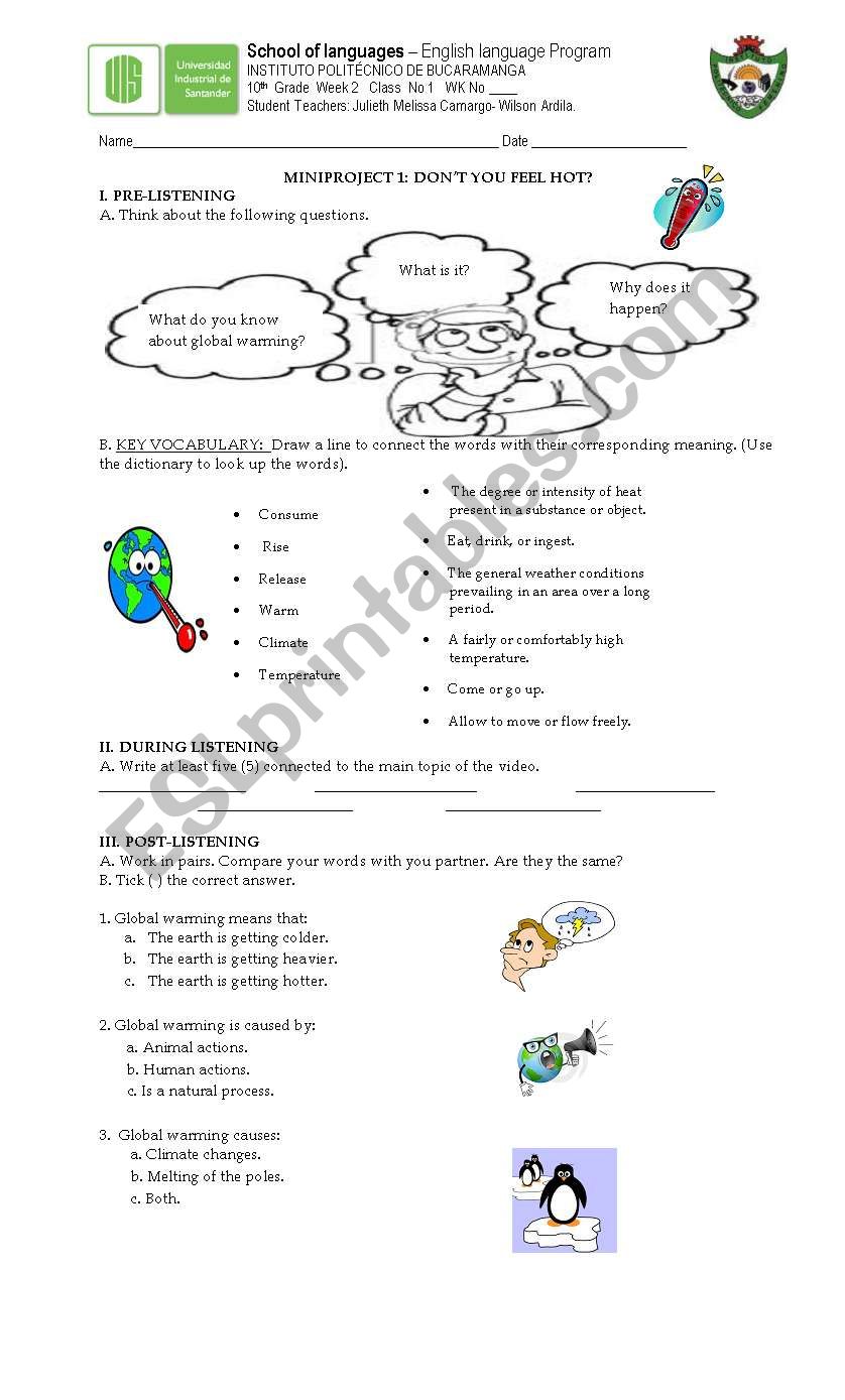 Global worming worksheet