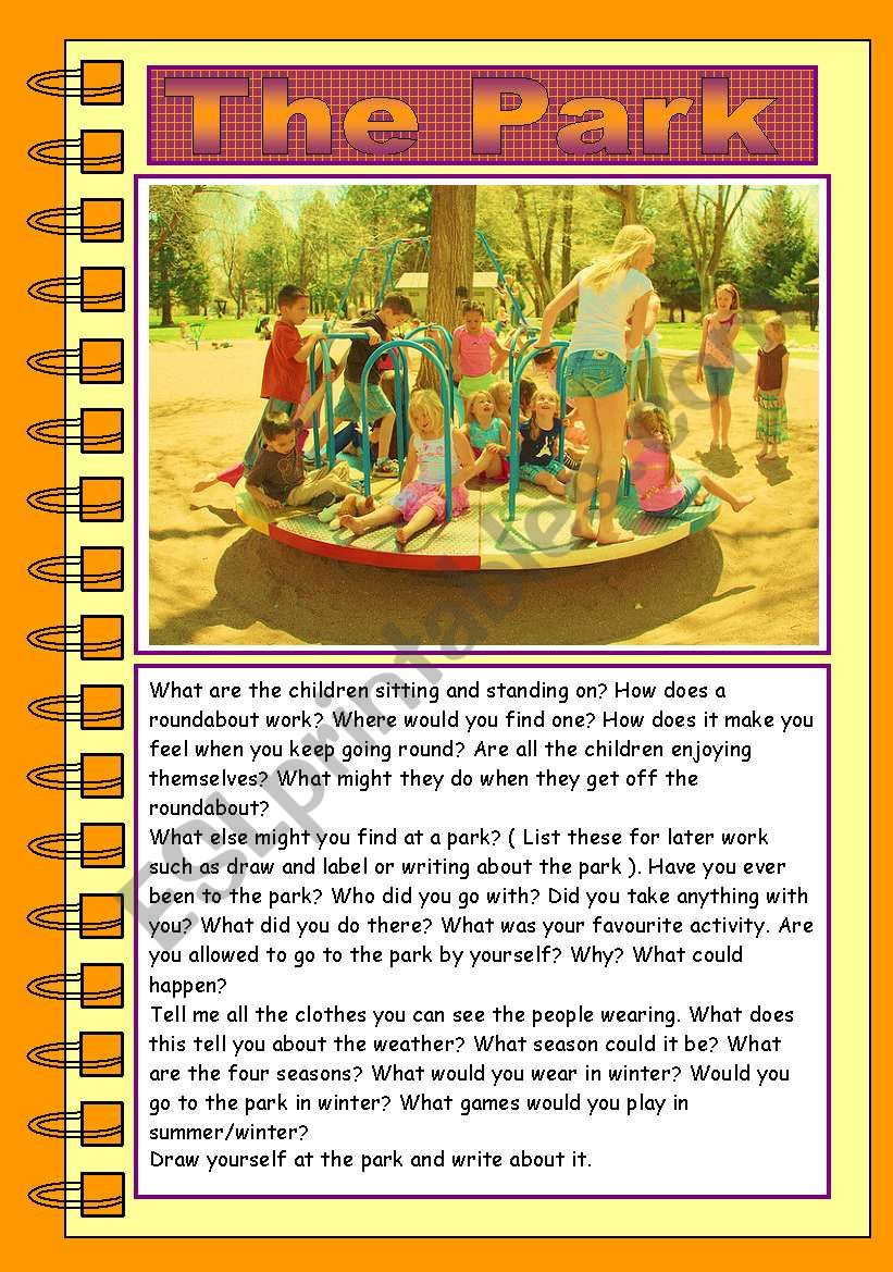 Picture Talk The Park worksheet