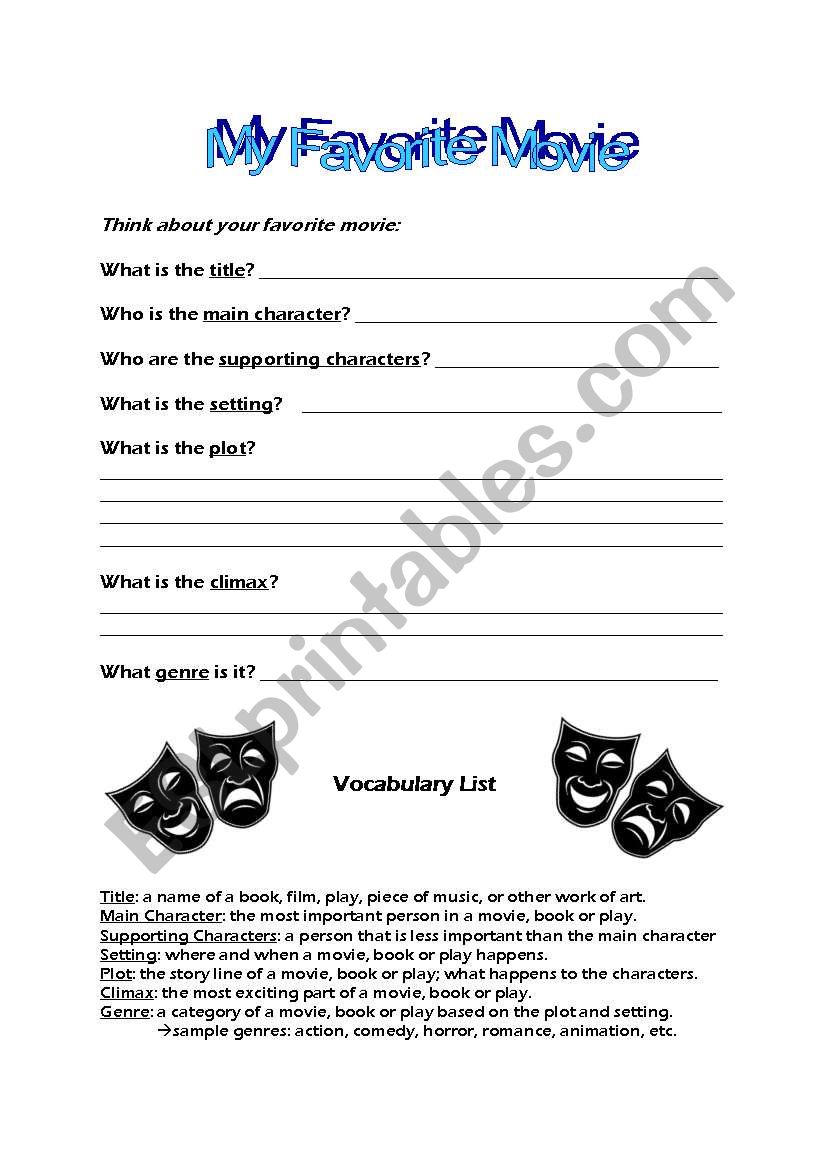 Movie Questionaire worksheet