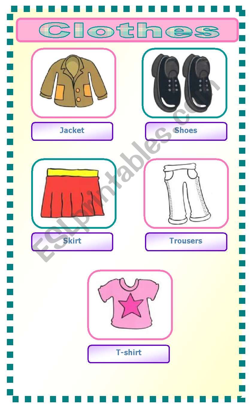 Clothes - pictionary worksheet