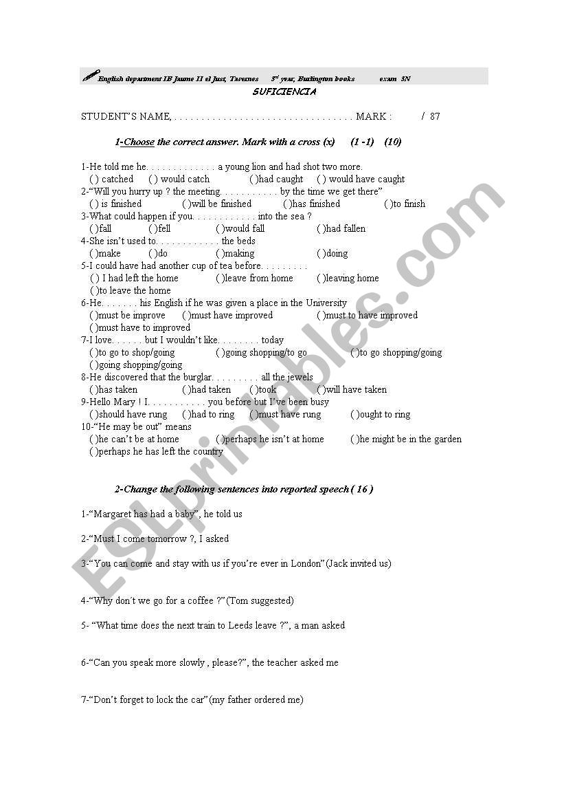 exam review worksheet