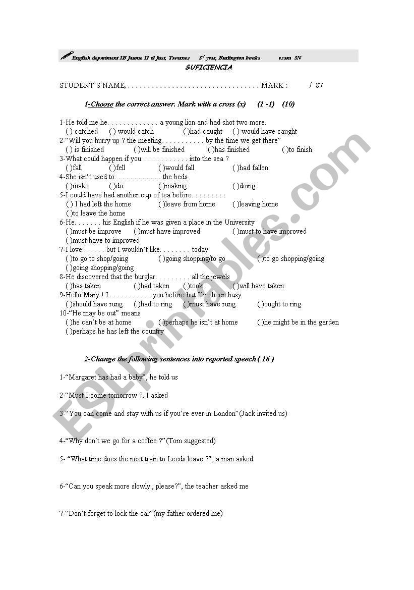 exam review worksheet