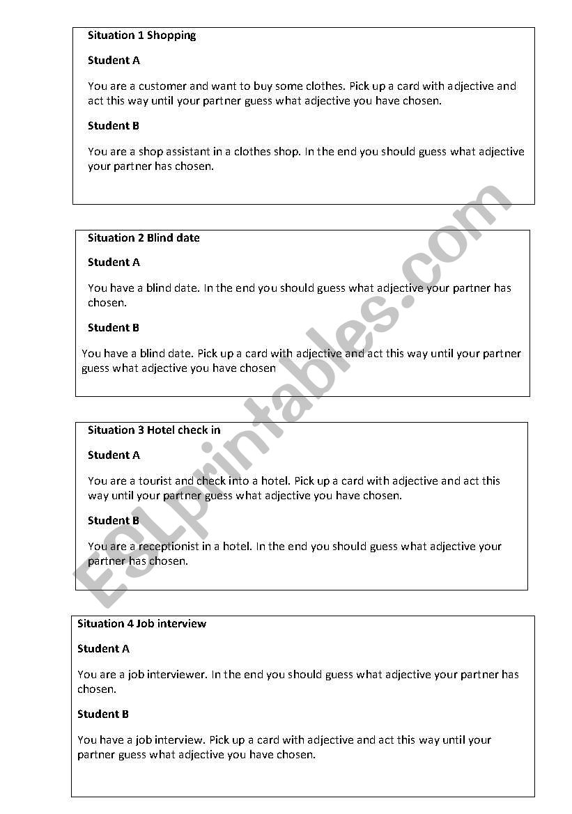 Describing personality role-play