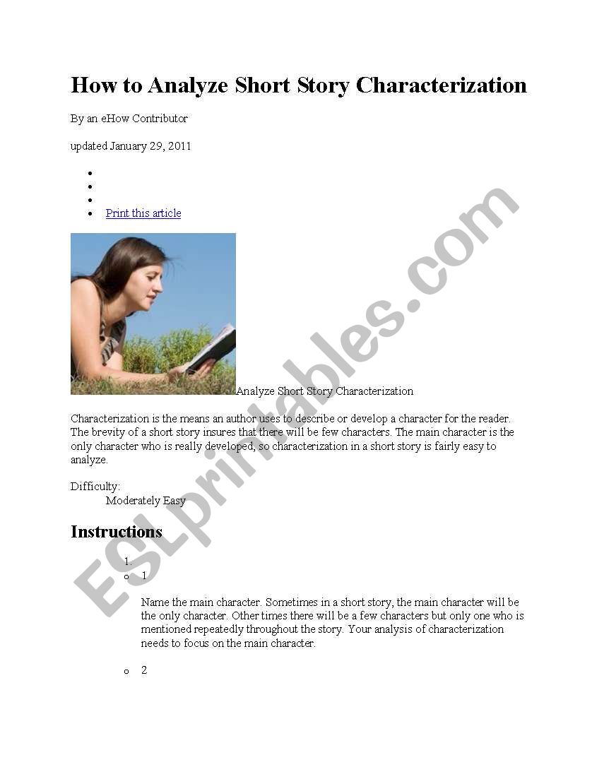 How to Analyze Short Story Characterization