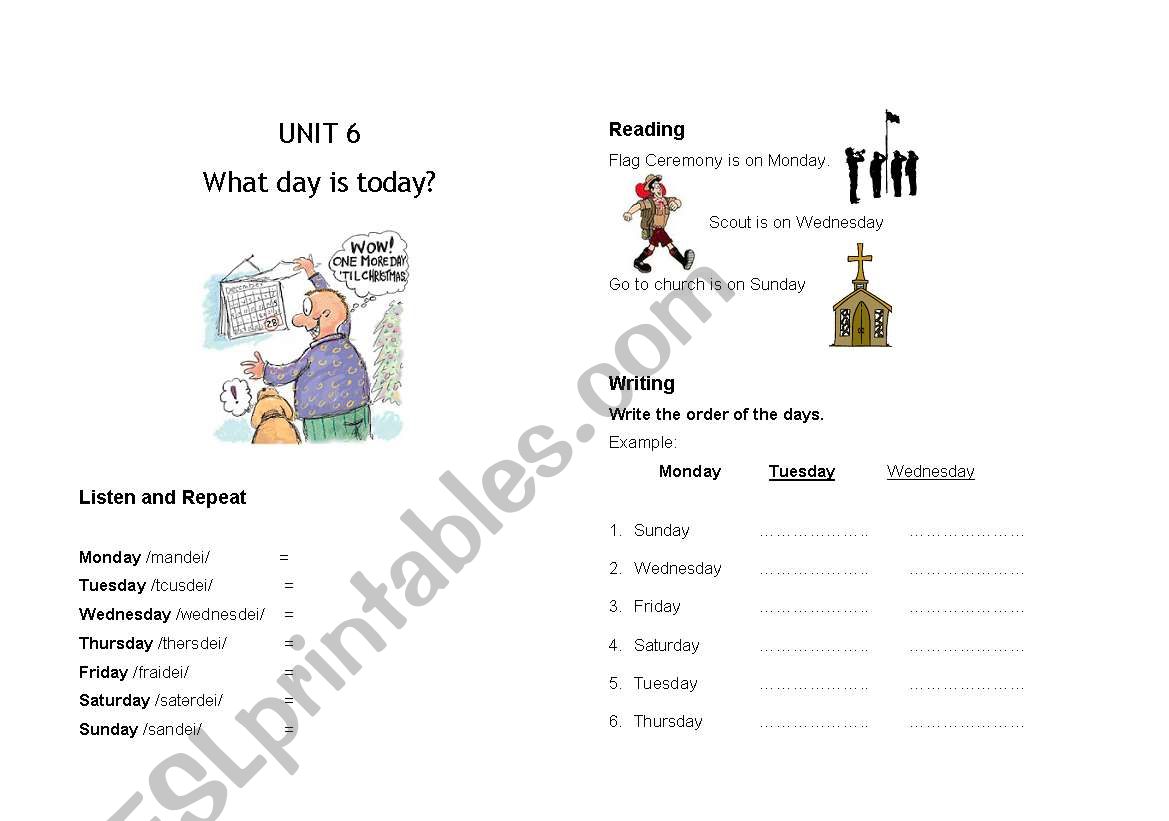 Unit 6 - What day is today? worksheet