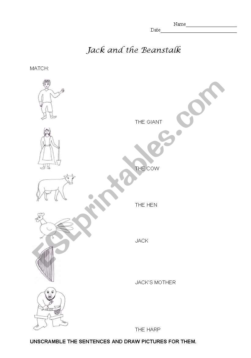 Jack and the Beanstalk worksheet