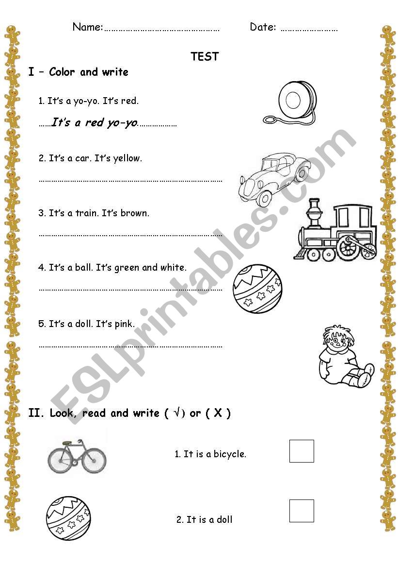 Review toys worksheet