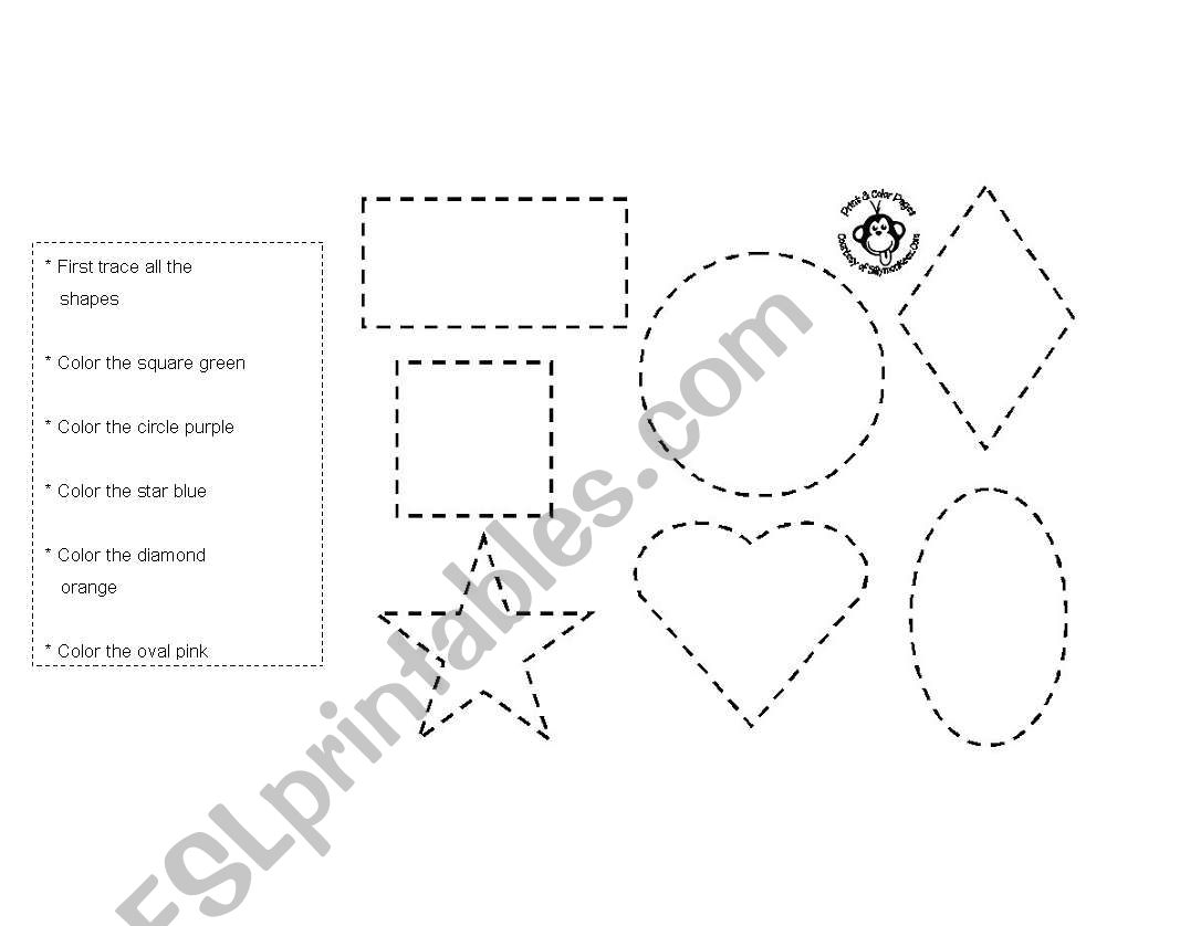 Trace and Color Shapes worksheet