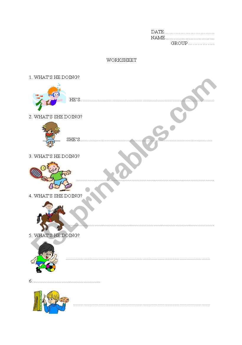 Present Continuous sentences  worksheet