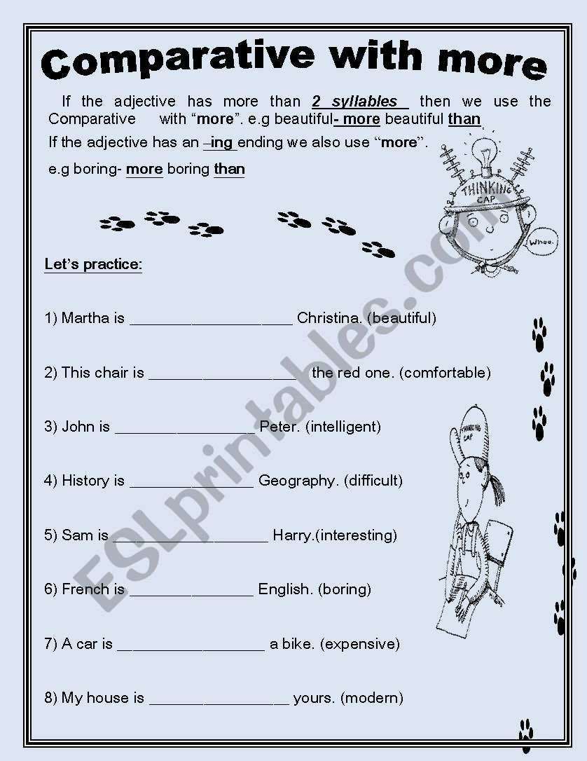 comparative with more worksheet