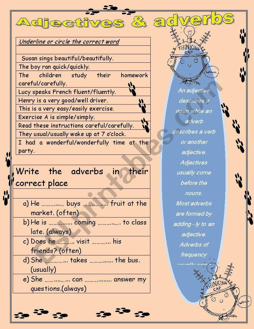 adjectives and adverbs worksheet