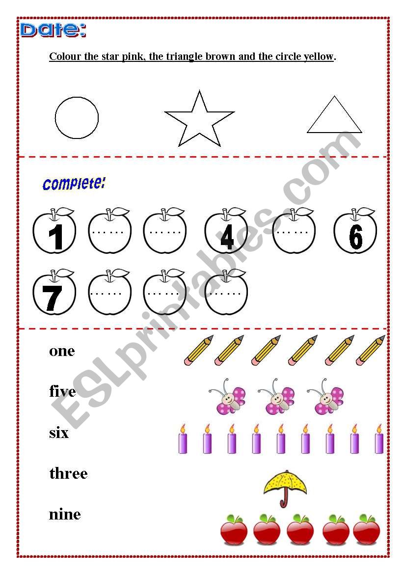 Colour , write and match. worksheet