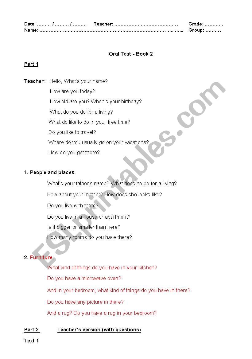 Grammar Test worksheet