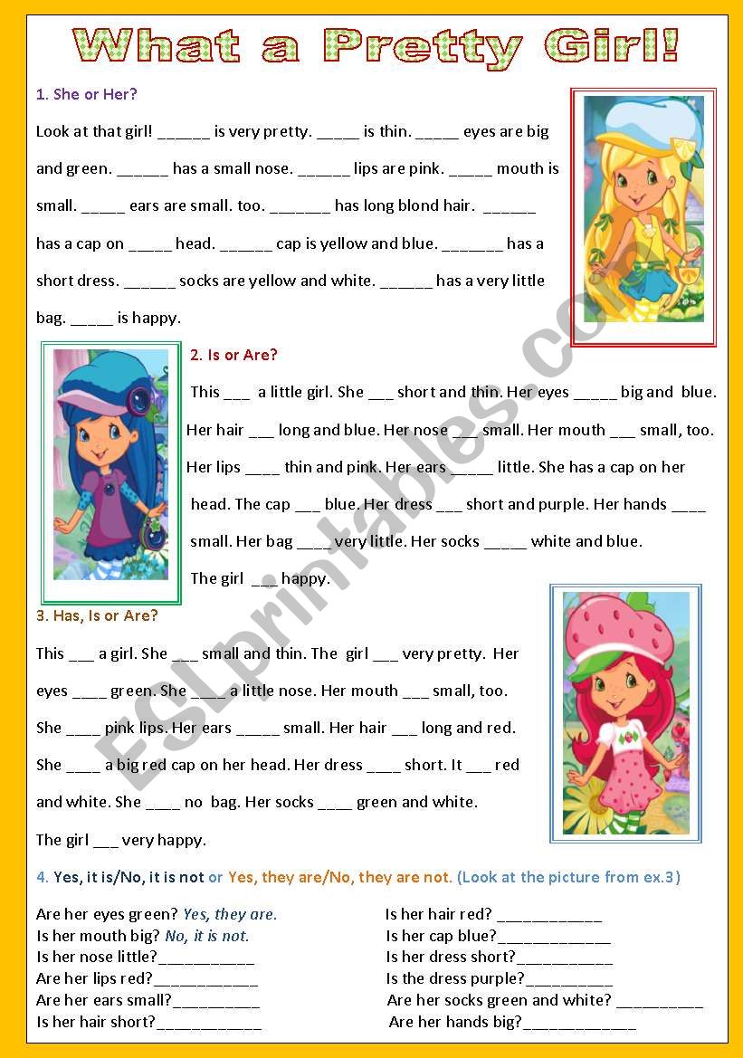 What a Pretty Girl - 2 pages - editable