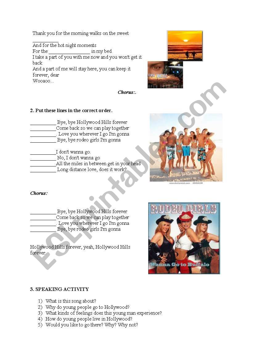 Hollywood hills part II  worksheet