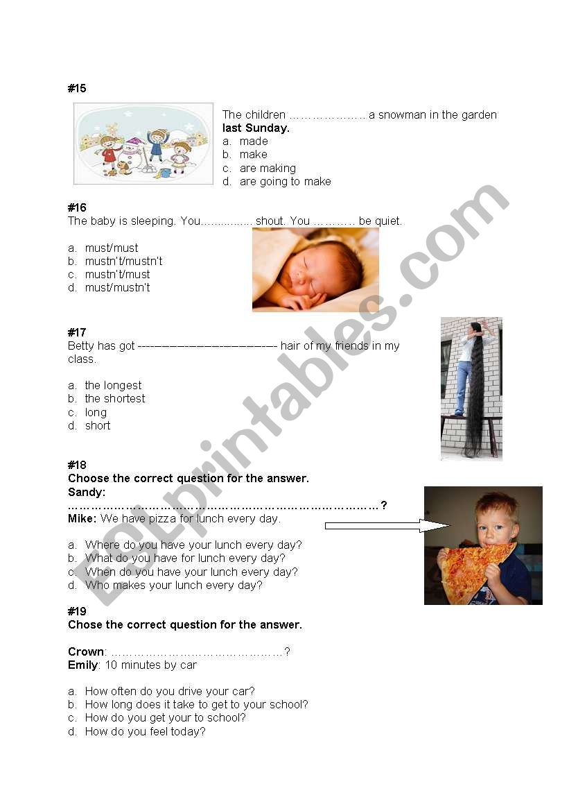 general revision test for kids 3