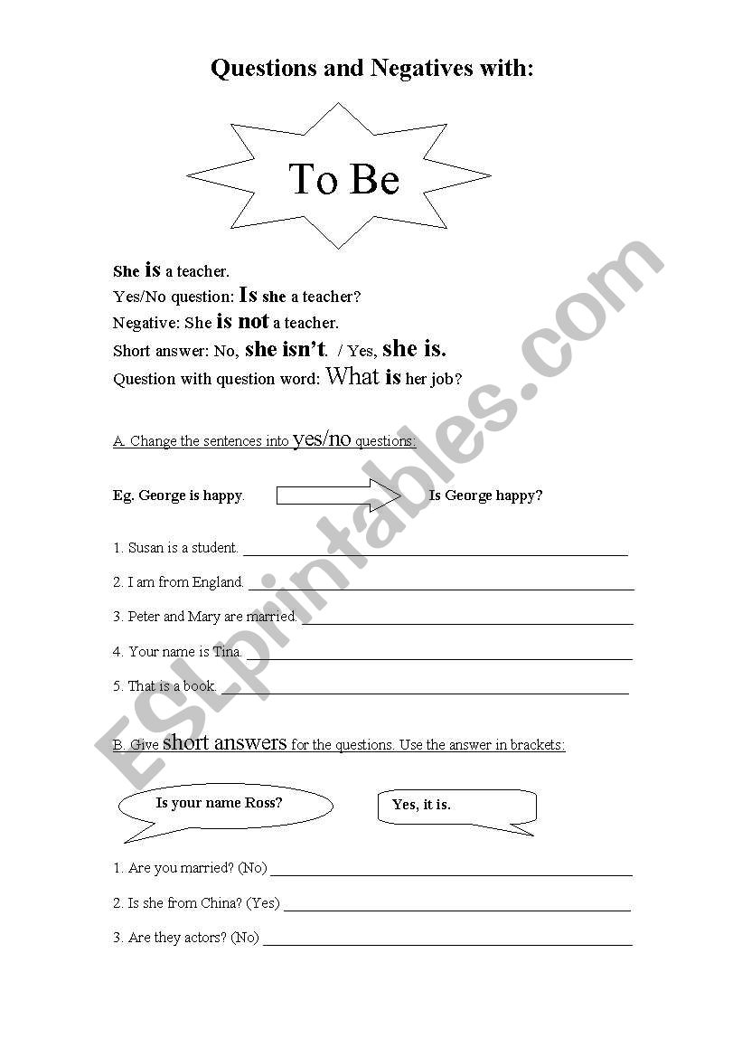 Present Simple: Questions and Negatives with Â´To BeÂ´