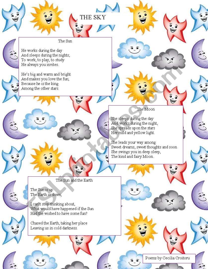 The Sky - Poems for children worksheet