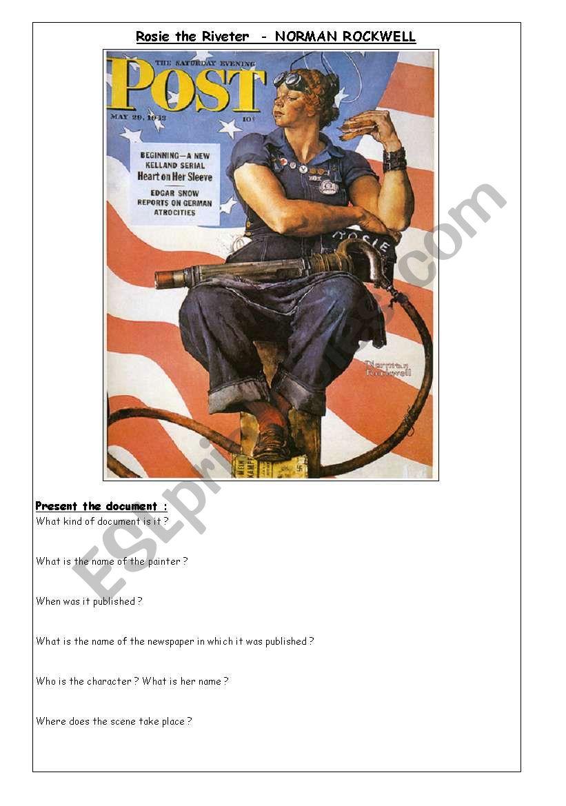 Rosie the Riveter 1/2 worksheet