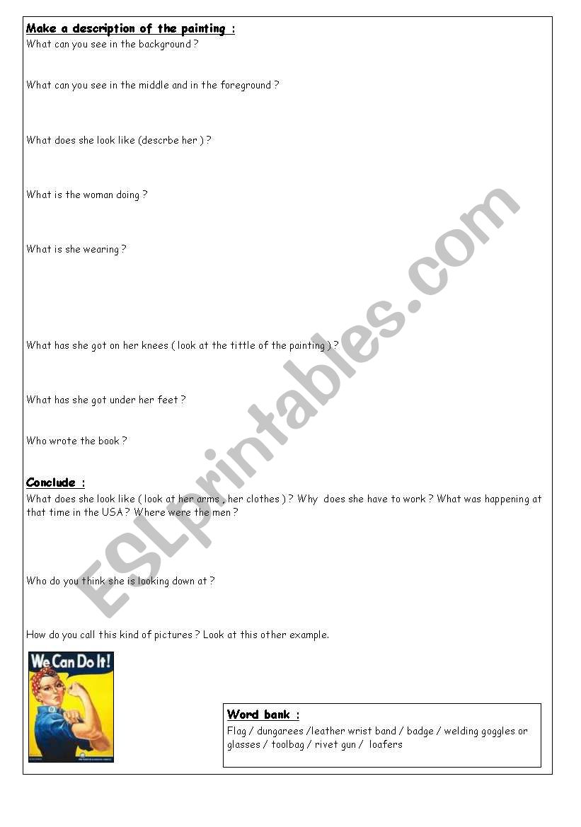 Rosie the Riveter 2/2 worksheet