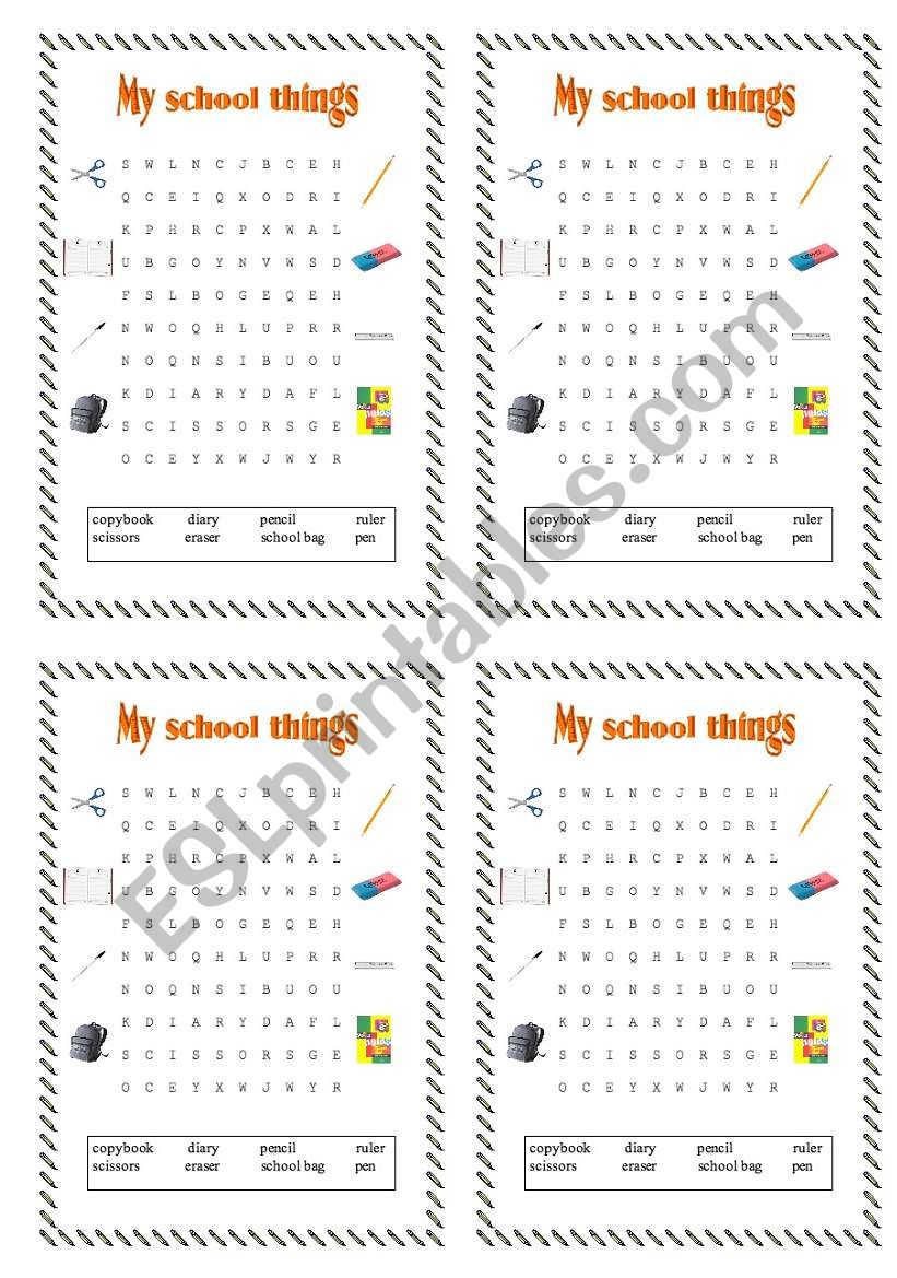 school things  worksheet