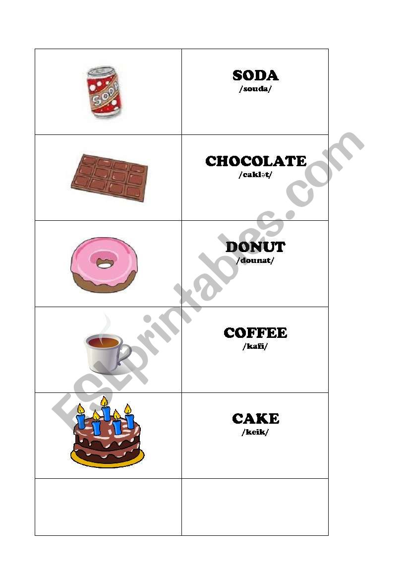 Food and Drinks Flash-cards worksheet