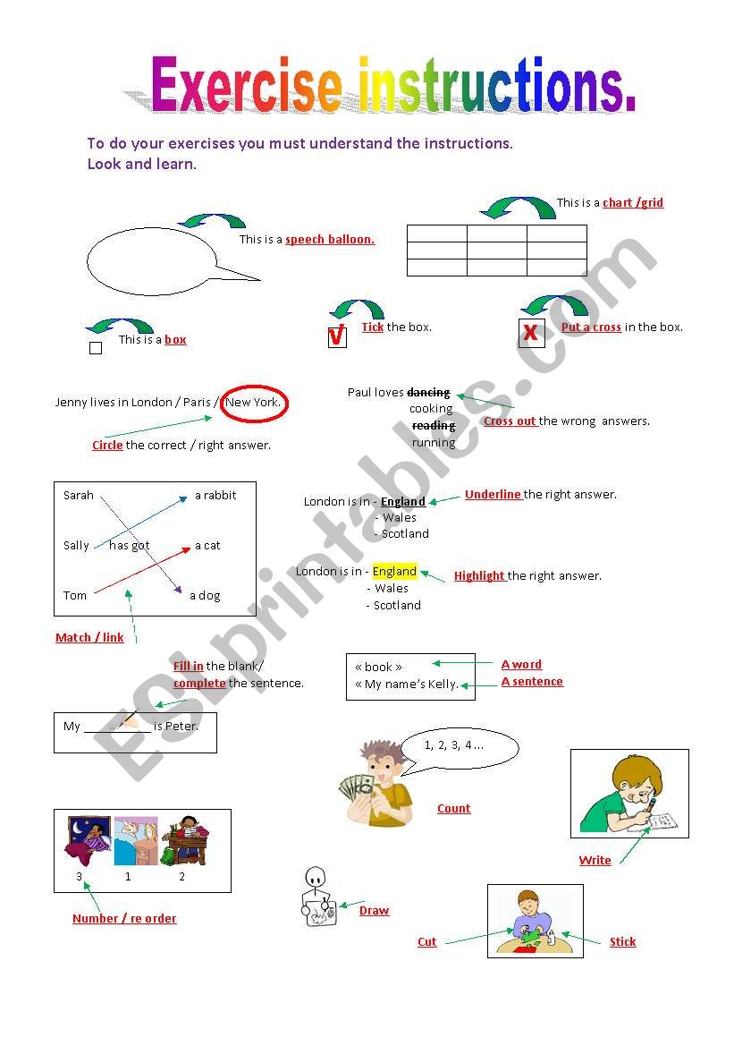 exercises instructions worksheet