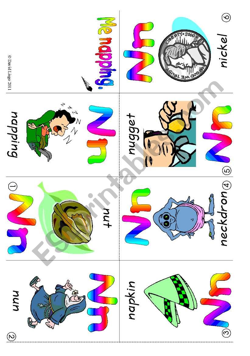 ABC mini-books Nn and Oo: Colour, B & W and blank books (6 pages plus suggestions for use)