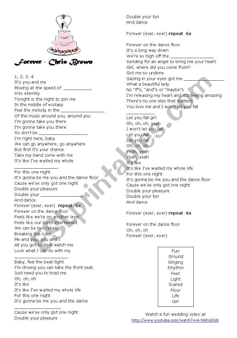 Forever - Chris Brown worksheet