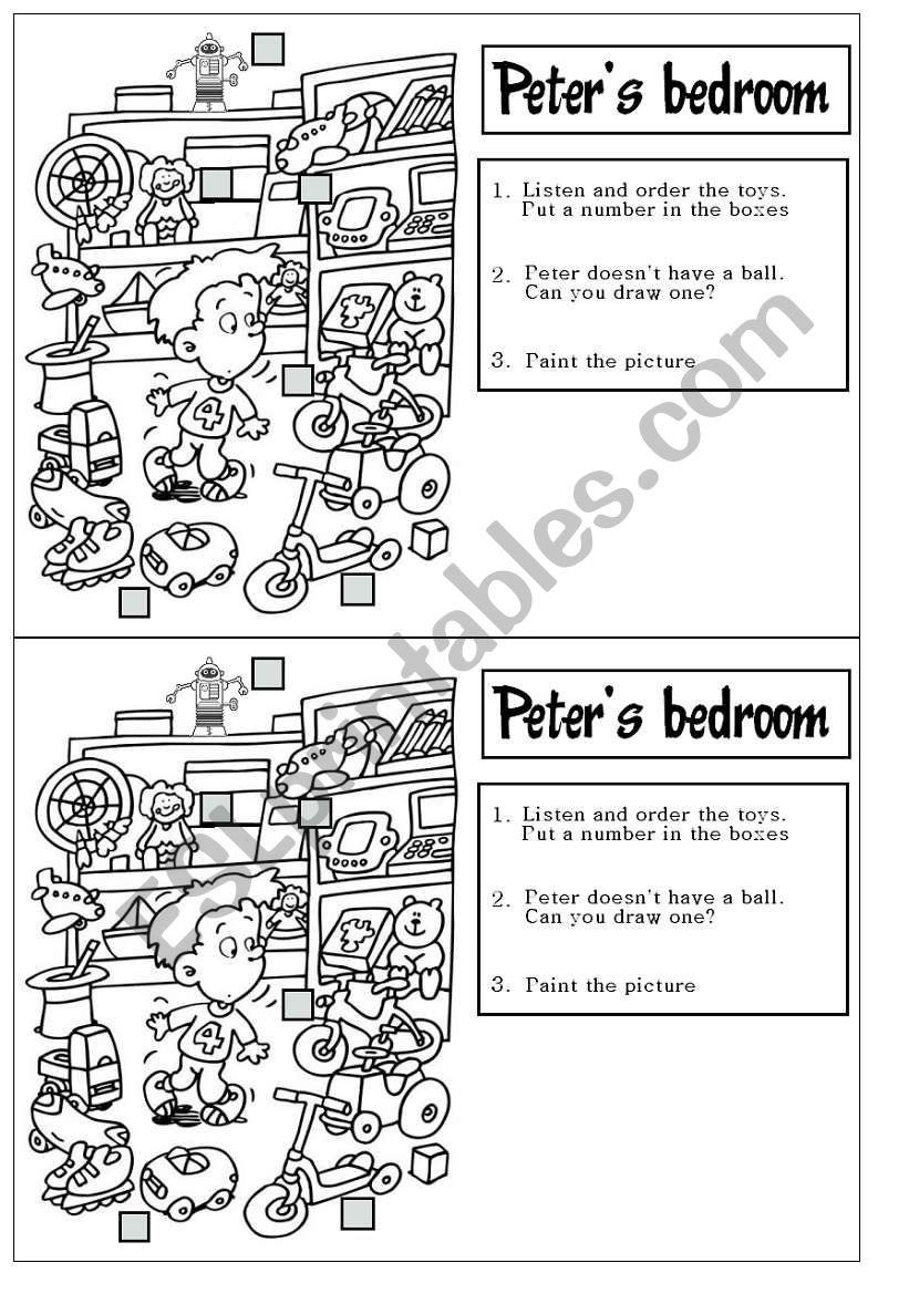 peters bedroom worksheet