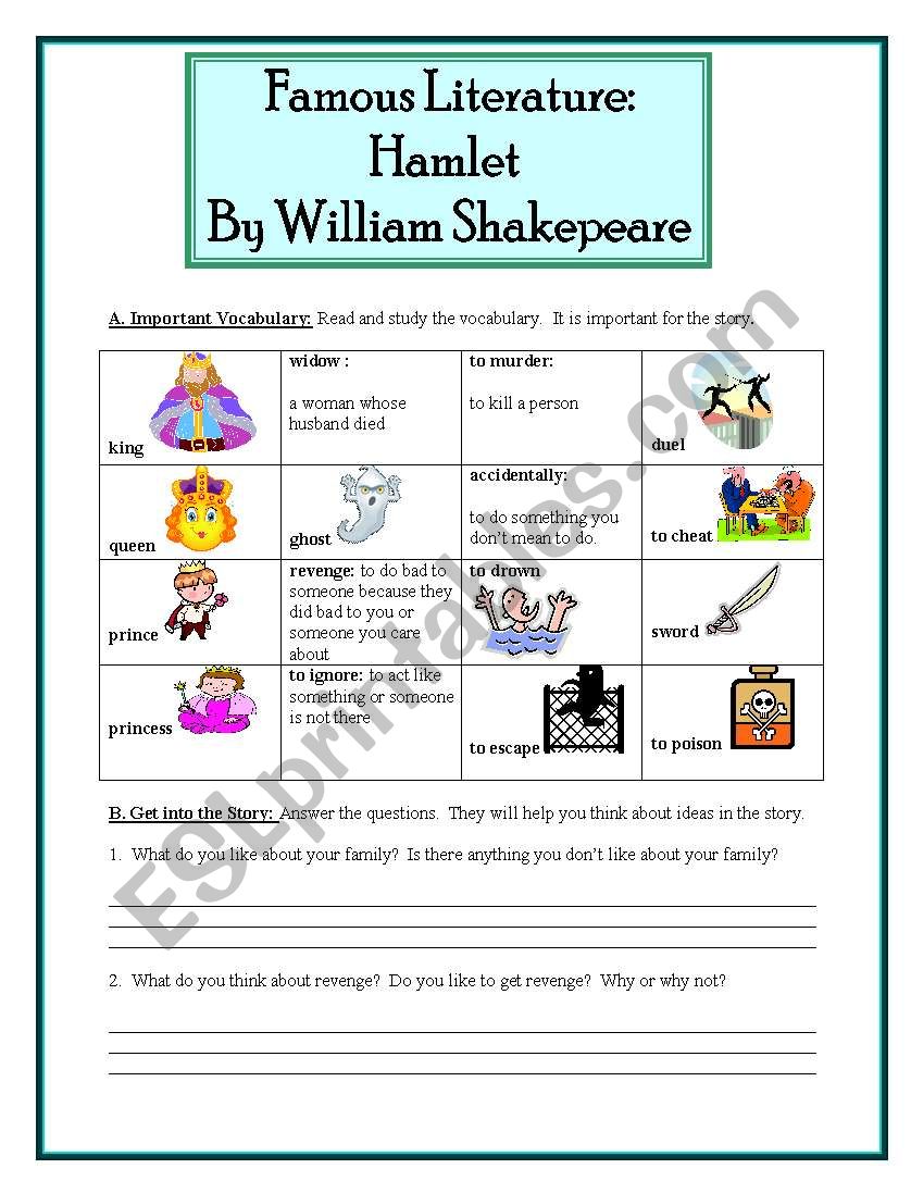 Famous Literature: Hamlet worksheet