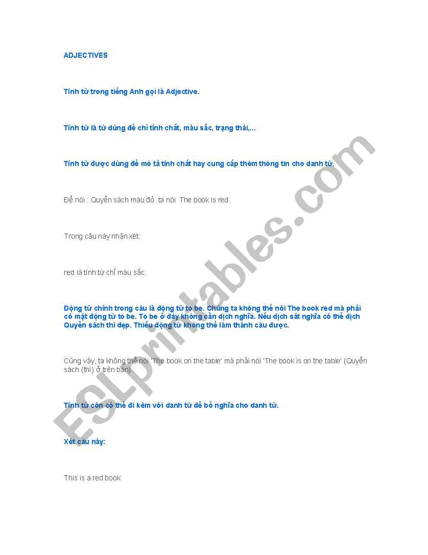 Adjective worksheet