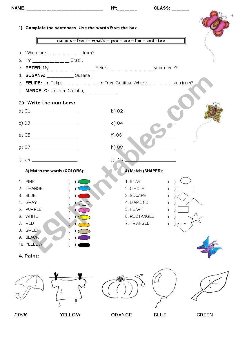 TEST - NUMBERS - COLORS - SHAPES 