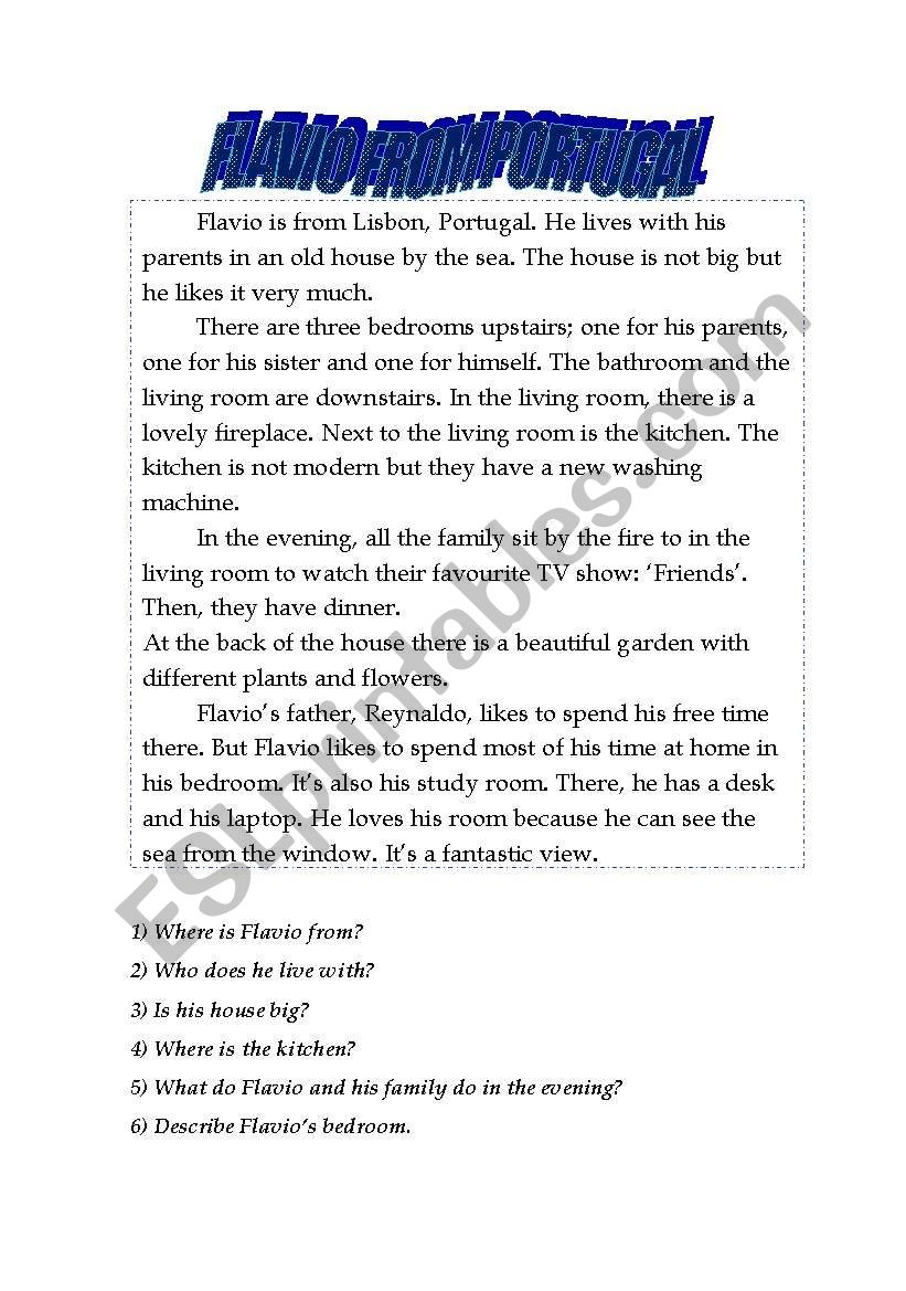 Flavio from Portugal worksheet