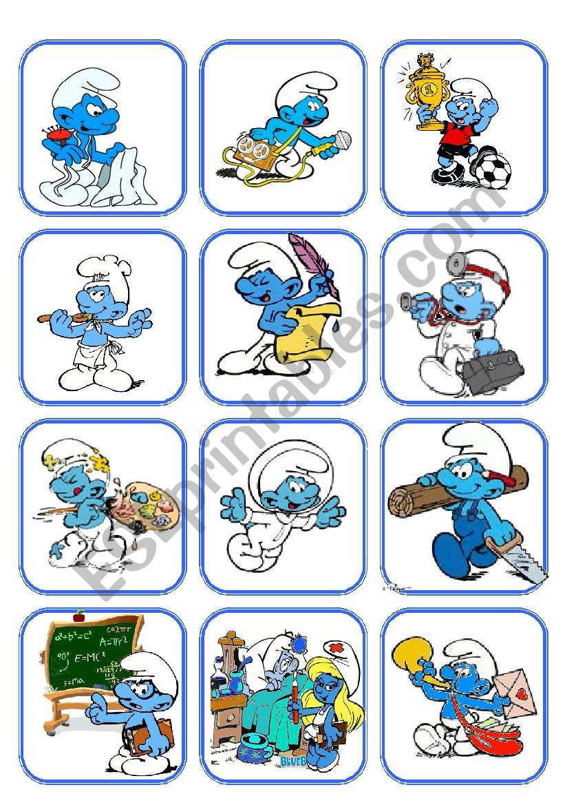 Flashcard Jobs with the smurfs