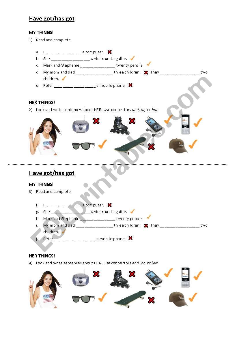 POSSESSIONS worksheet