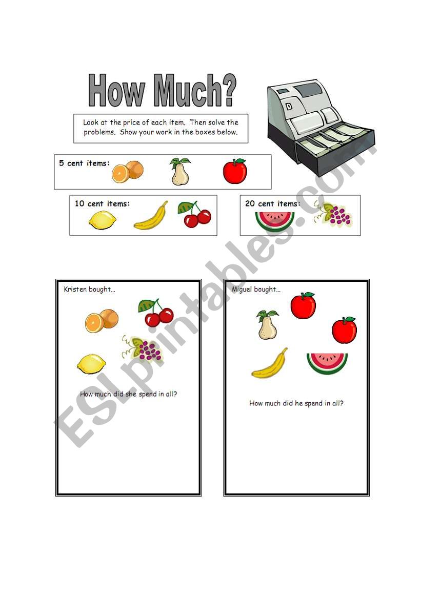 Money- How much? worksheet