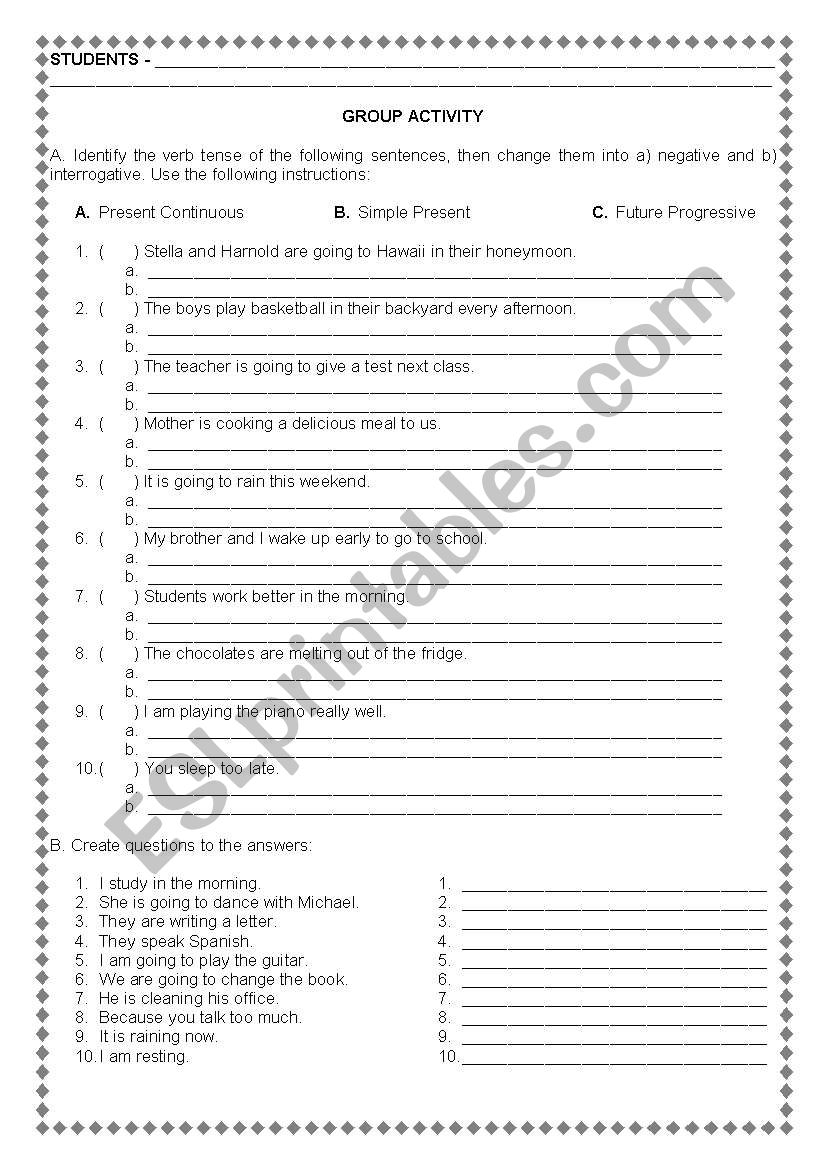 Group Activity worksheet