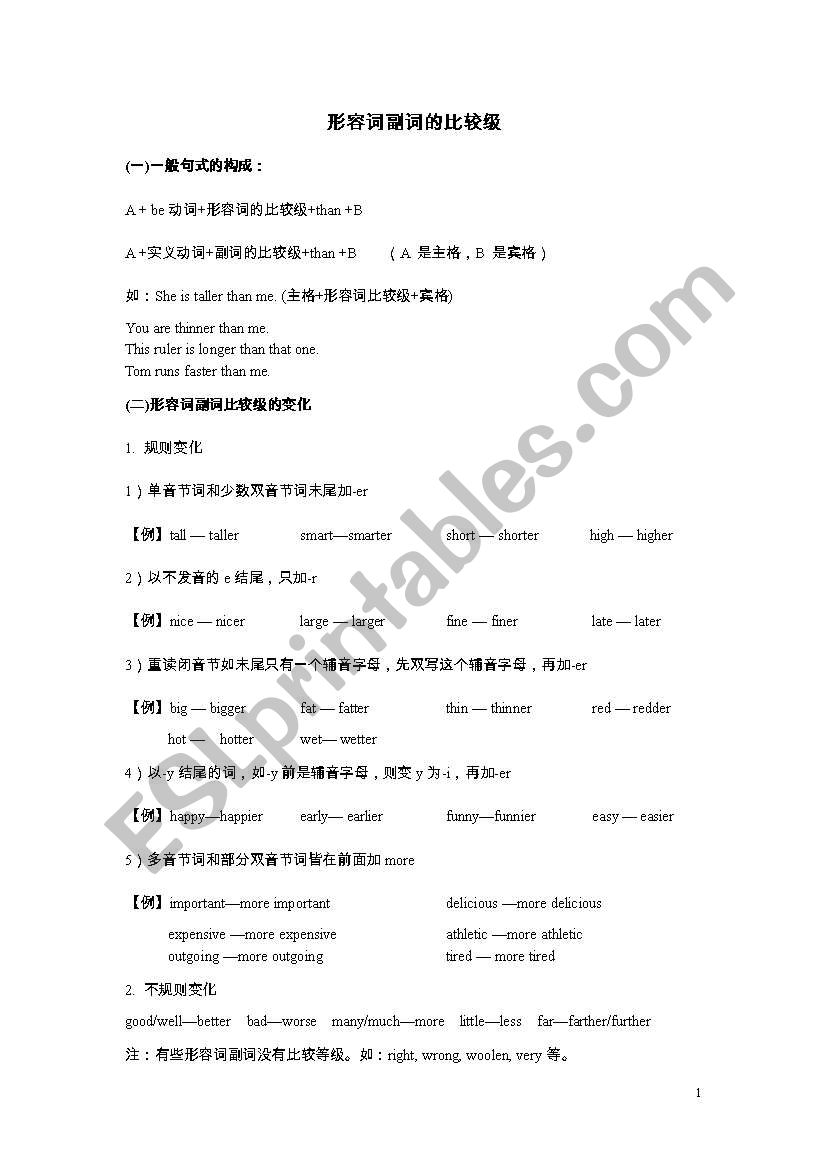 comparison of adjectives worksheet