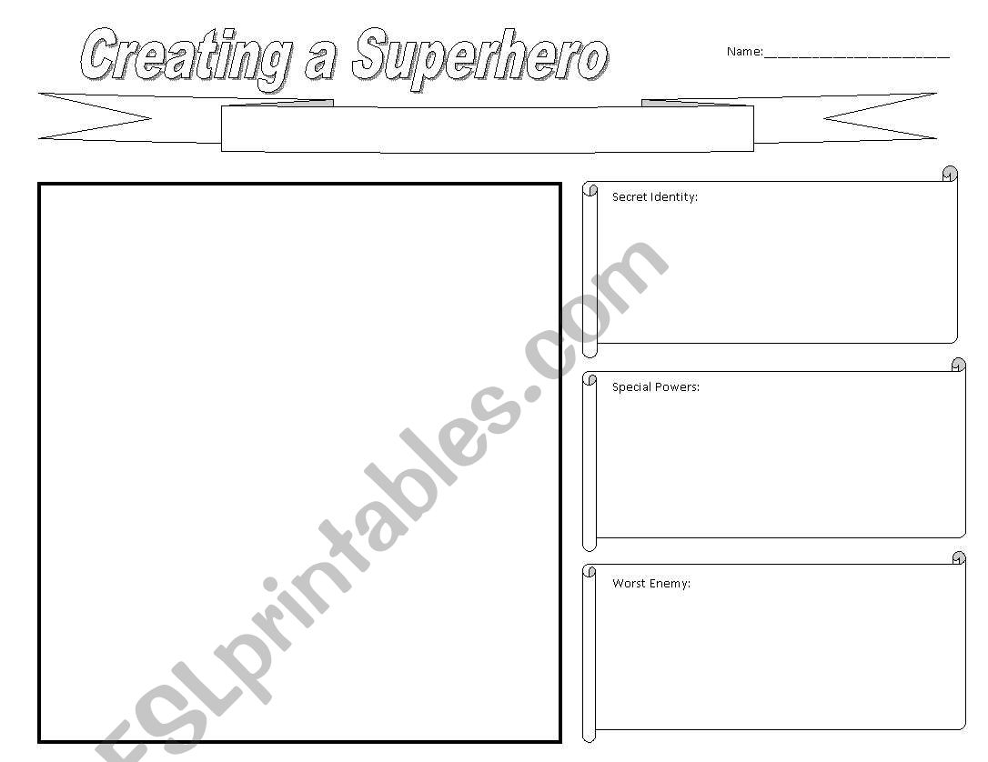 Creating a Superhero worksheet