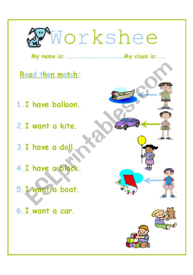 read then match worksheet