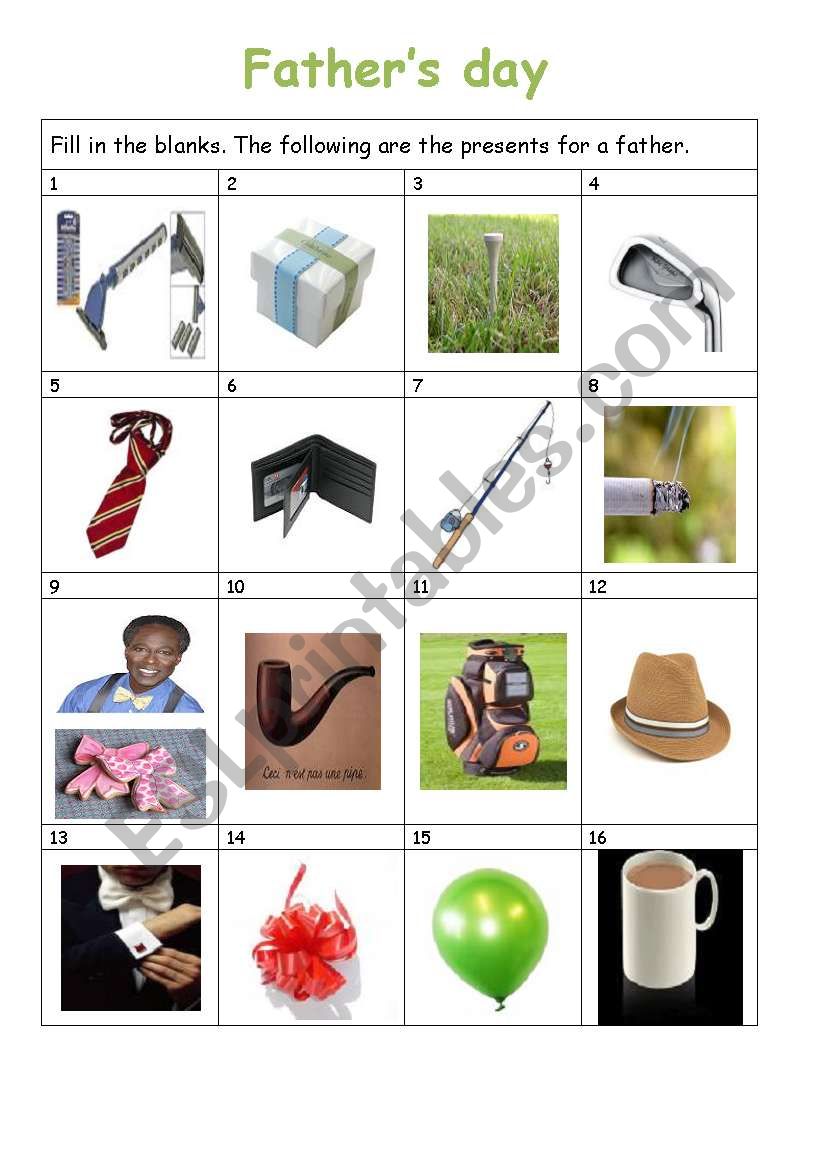 fathers day/gifts pictuures and crosswords and questions