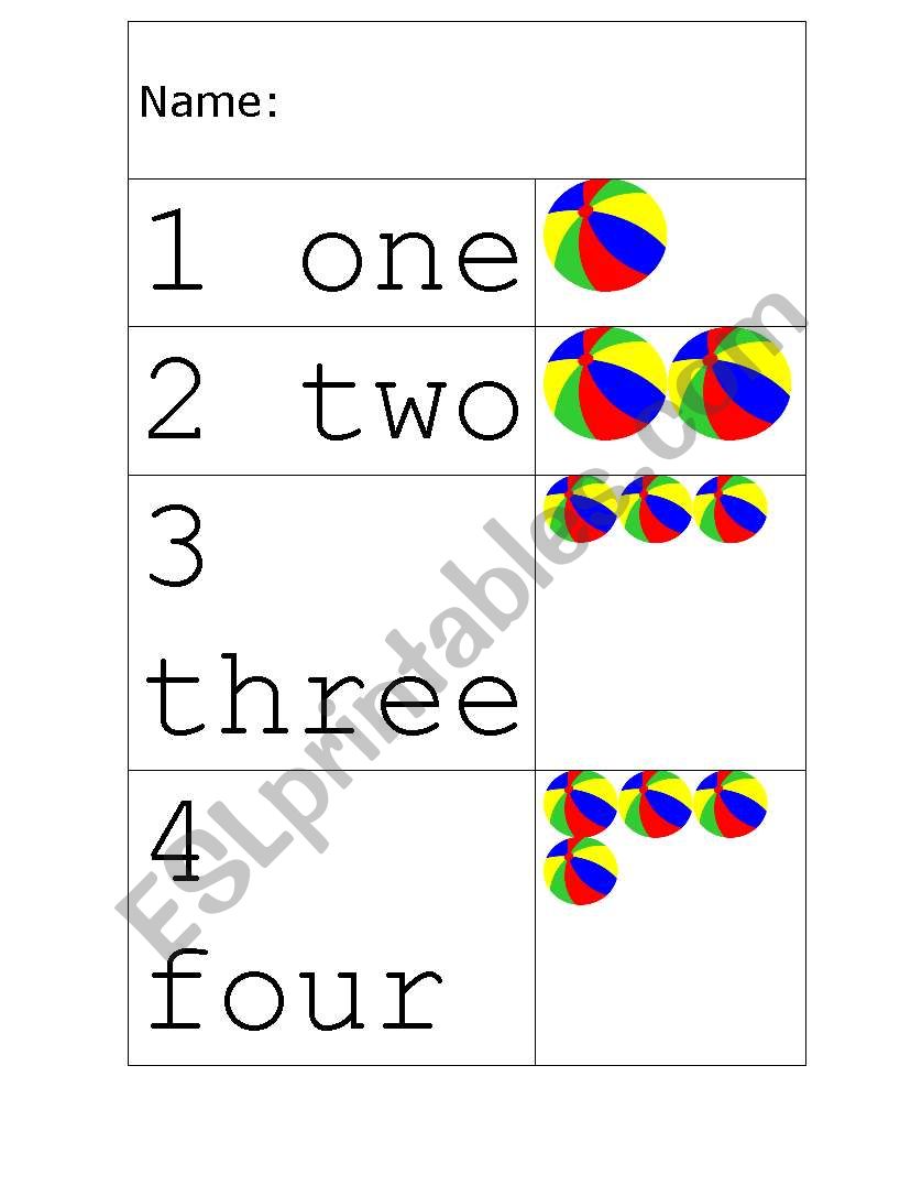 Numbers worksheet