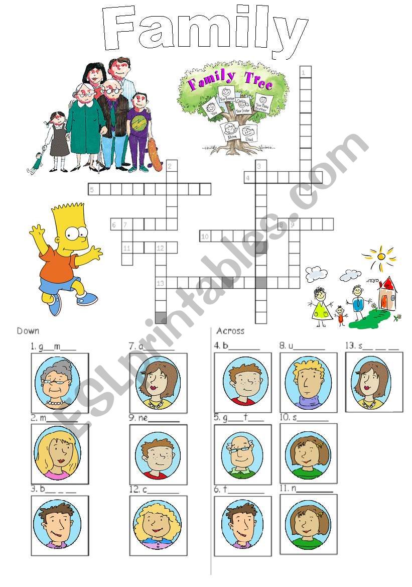 Family crossword_easy worksheet