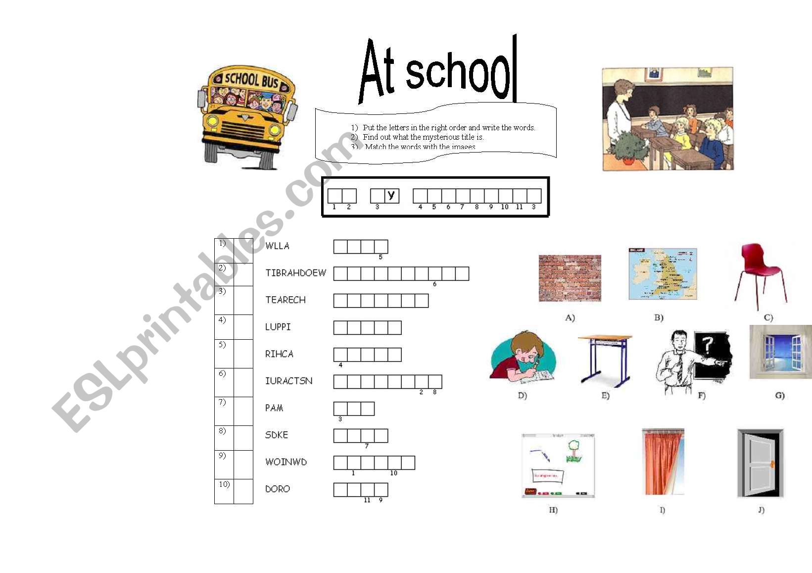 At school -  In my classroom worksheet