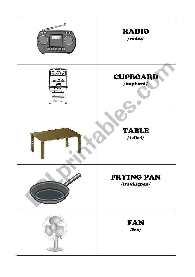 Furniture Flash-cards worksheet